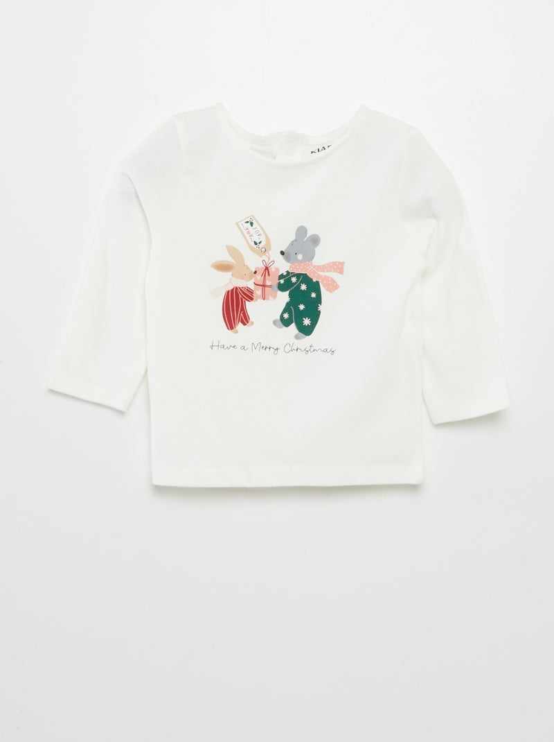 Tee-shirt imprimé de Noël Blanc - Kiabi