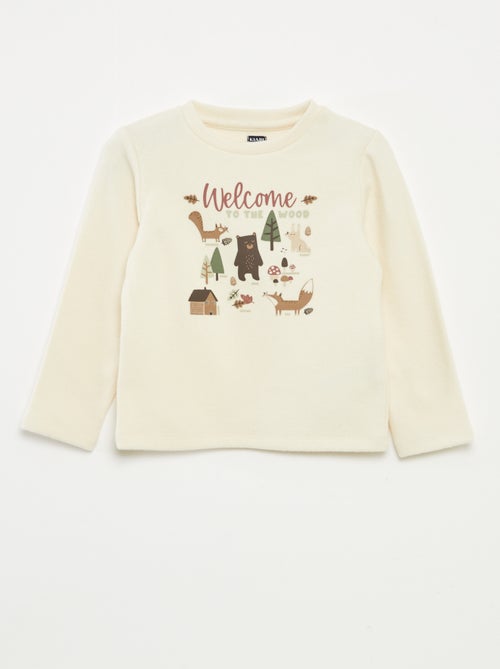 Tee-shirt imprimé en maille doudou - Kiabi