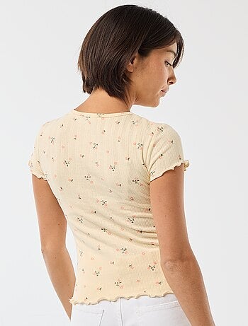 Tee-shirt imprimé en maille pointelle