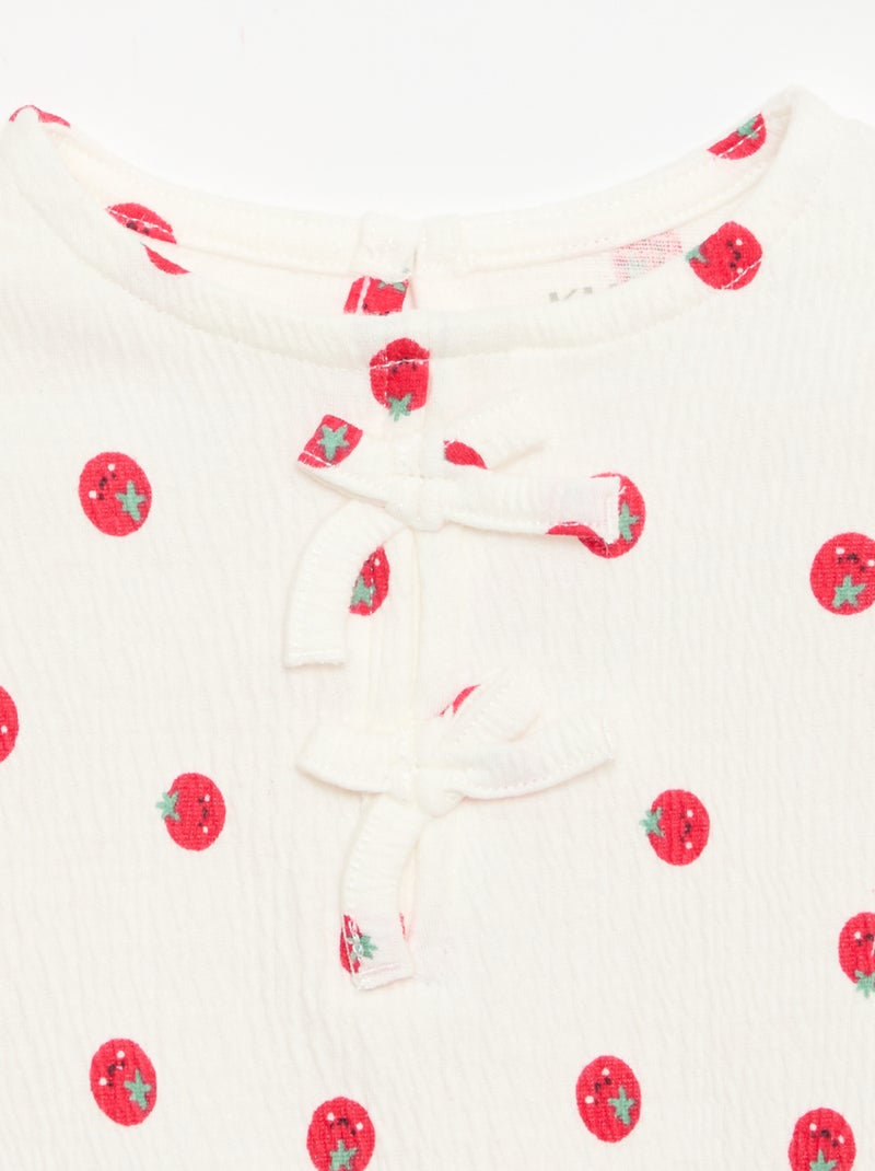 Tee-shirt imprimé et volanté Blanc - Kiabi