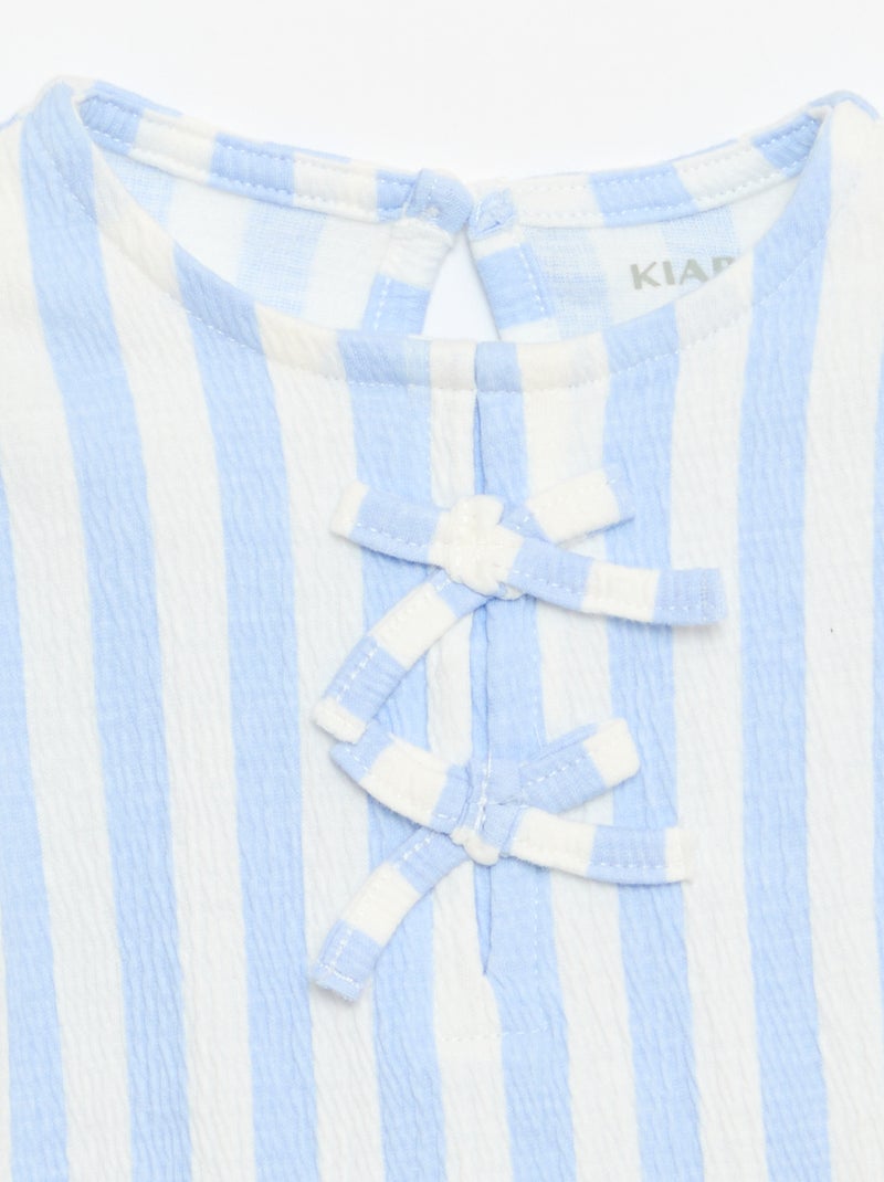 Tee-shirt imprimé et volanté Bleu - Kiabi