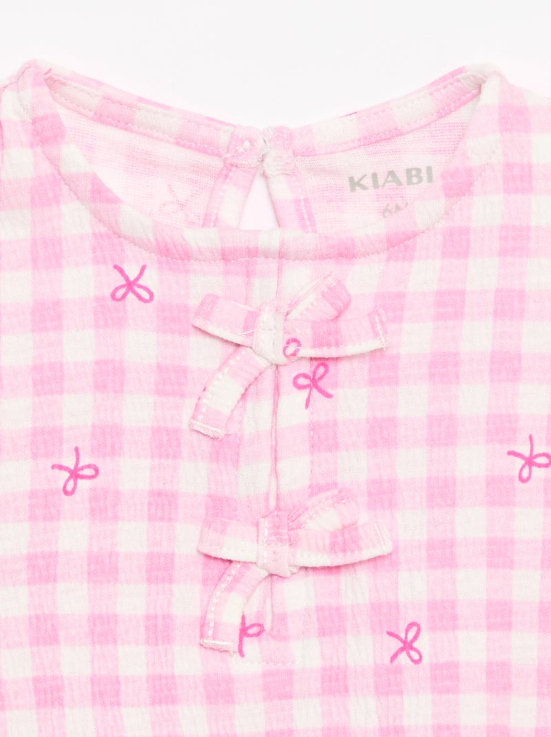 Tee-shirt imprimé et volanté Rose - Kiabi