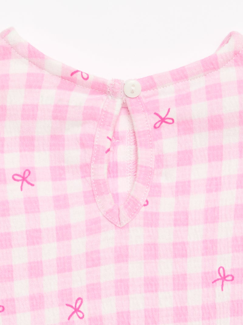 Tee-shirt imprimé et volanté Rose - Kiabi