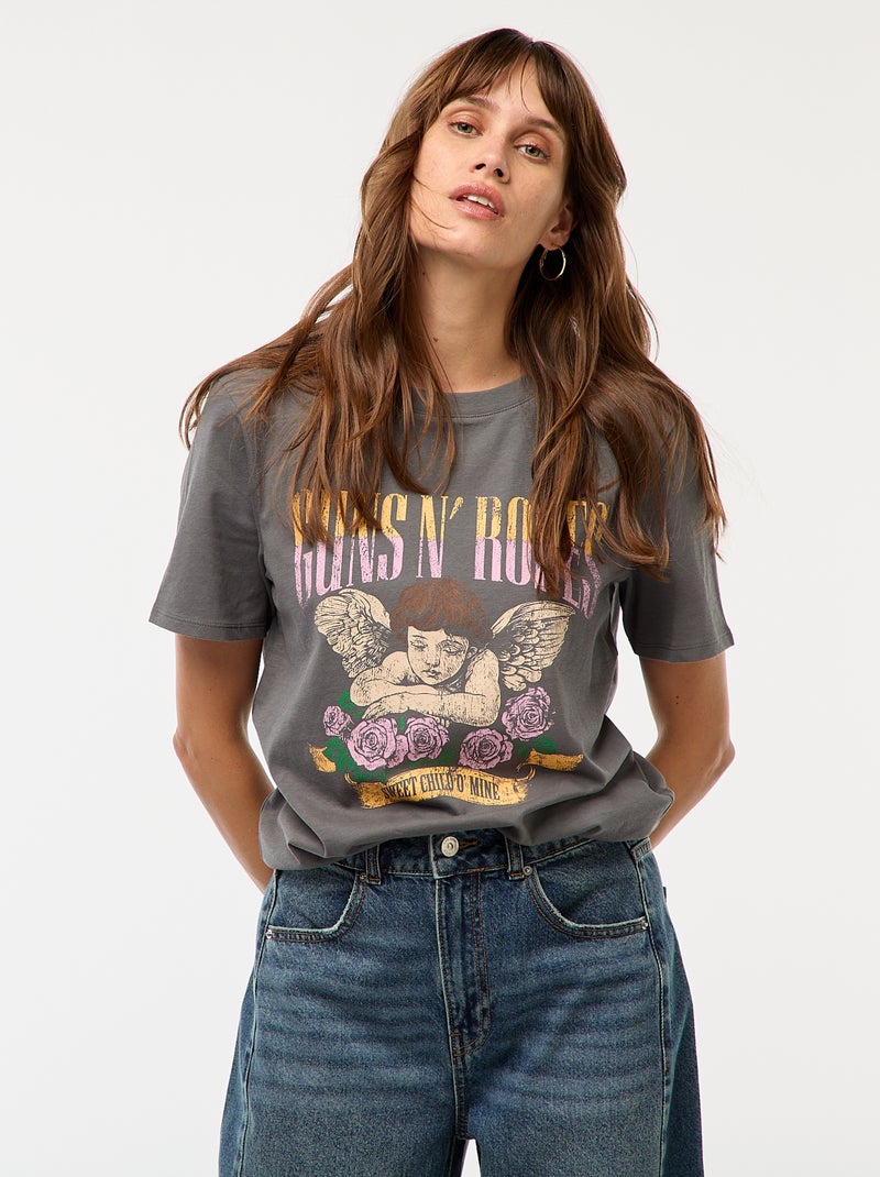 Tee-shirt imprimé 'Guns N'Roses' Gris - Kiabi