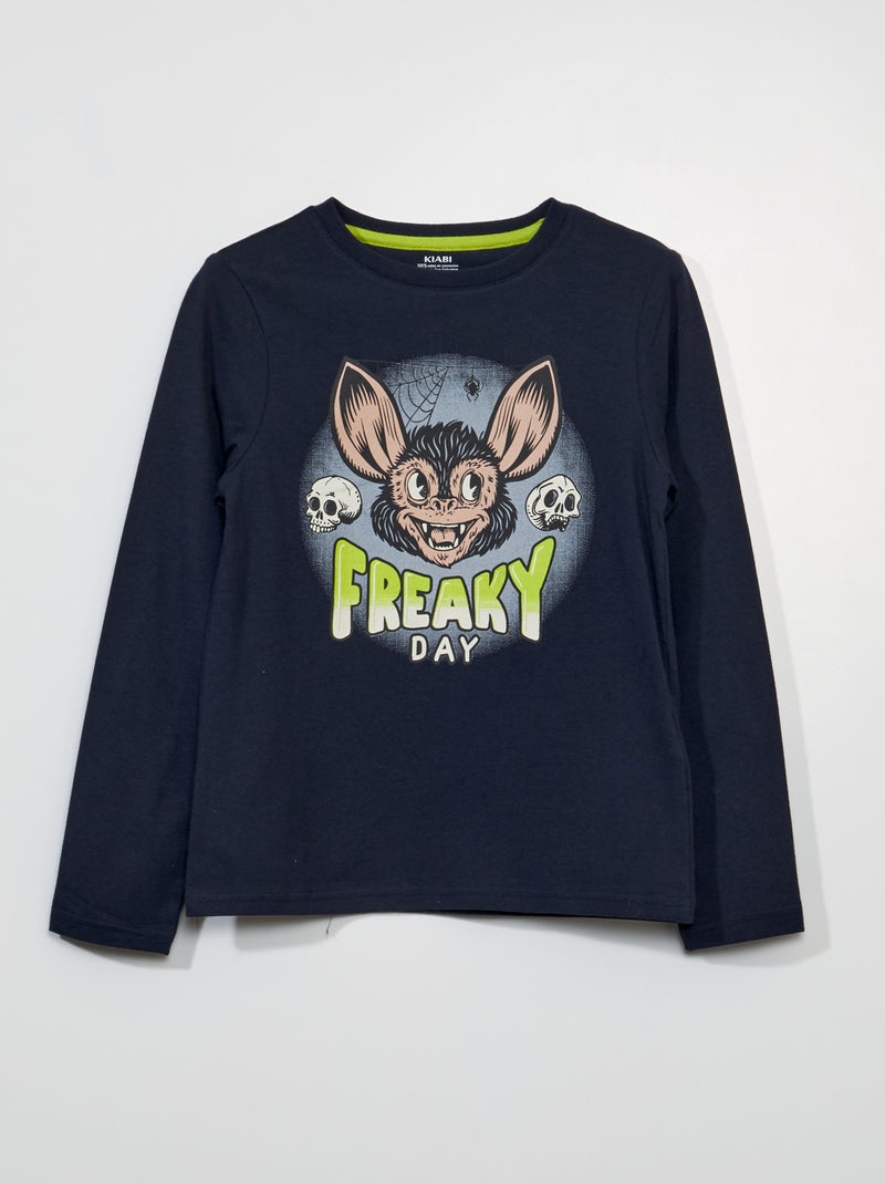 Tee-shirt imprimé 'halloween' Bleu - Kiabi