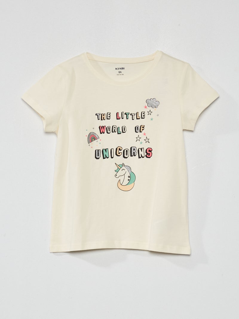 T-shirt Académie Licorne Fille T-shirt Licorne Fille Académie De La Licorne - Manches Courtes - Coton 100% - Design Sophia Et Wildstar - Rose Haut Fille Printemps été Licorne
