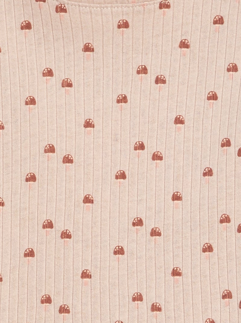 Tee-shirt imprimé maille rib Beige - Kiabi