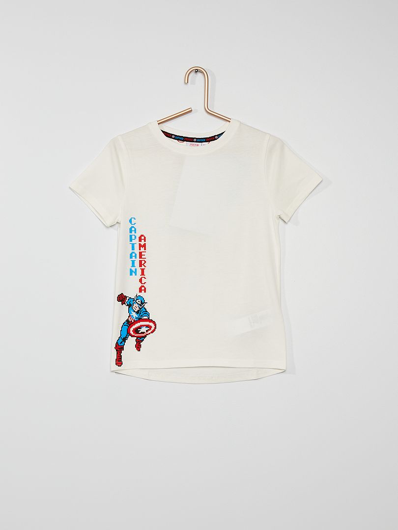Tee-shirt imprimé 'Marvel' 'Pixel Art' blanc - Kiabi