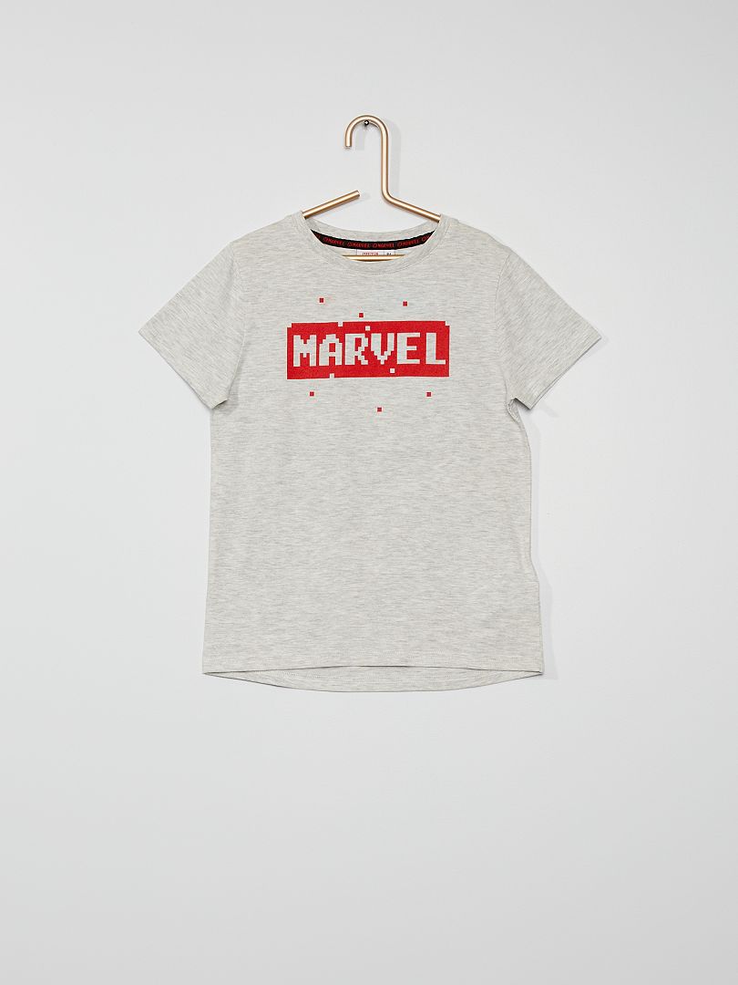 Tee-shirt imprimé 'Marvel' 'Pixel Art' gris - Kiabi