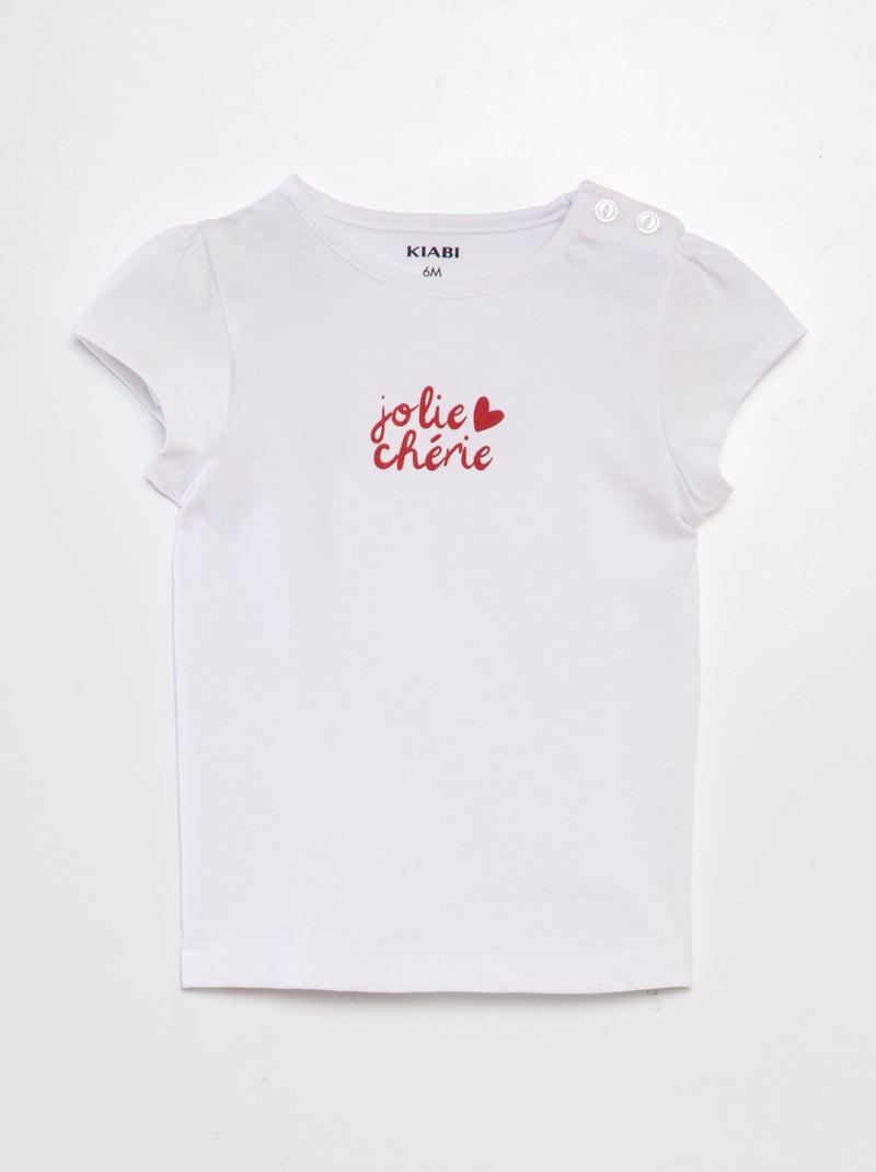 Tee-shirt imprimé message Blanc - Kiabi