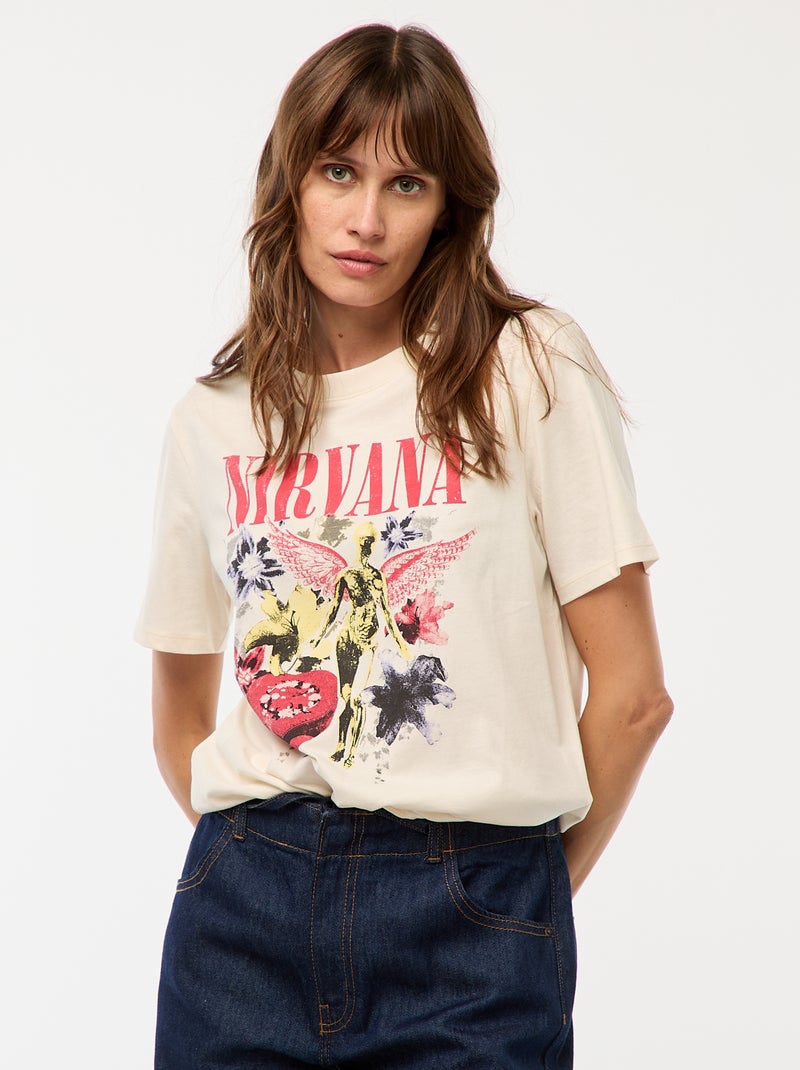 Tee-shirt imprimé 'Nirvana' Blanc - Kiabi