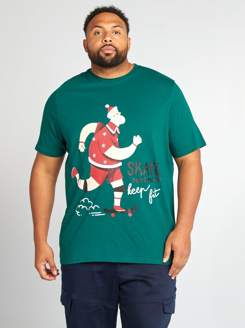 Tee-shirt imprimé 'Noel' Vert - Kiabi