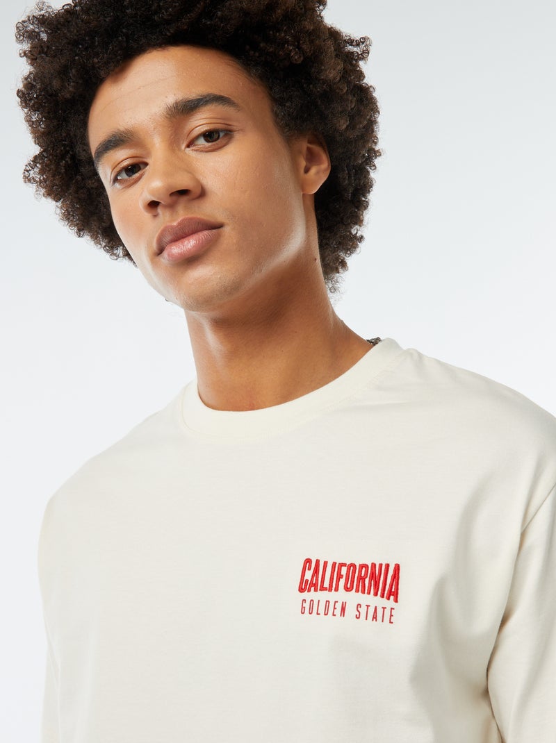Tee-shirt imprimé poitrine Beige - Kiabi