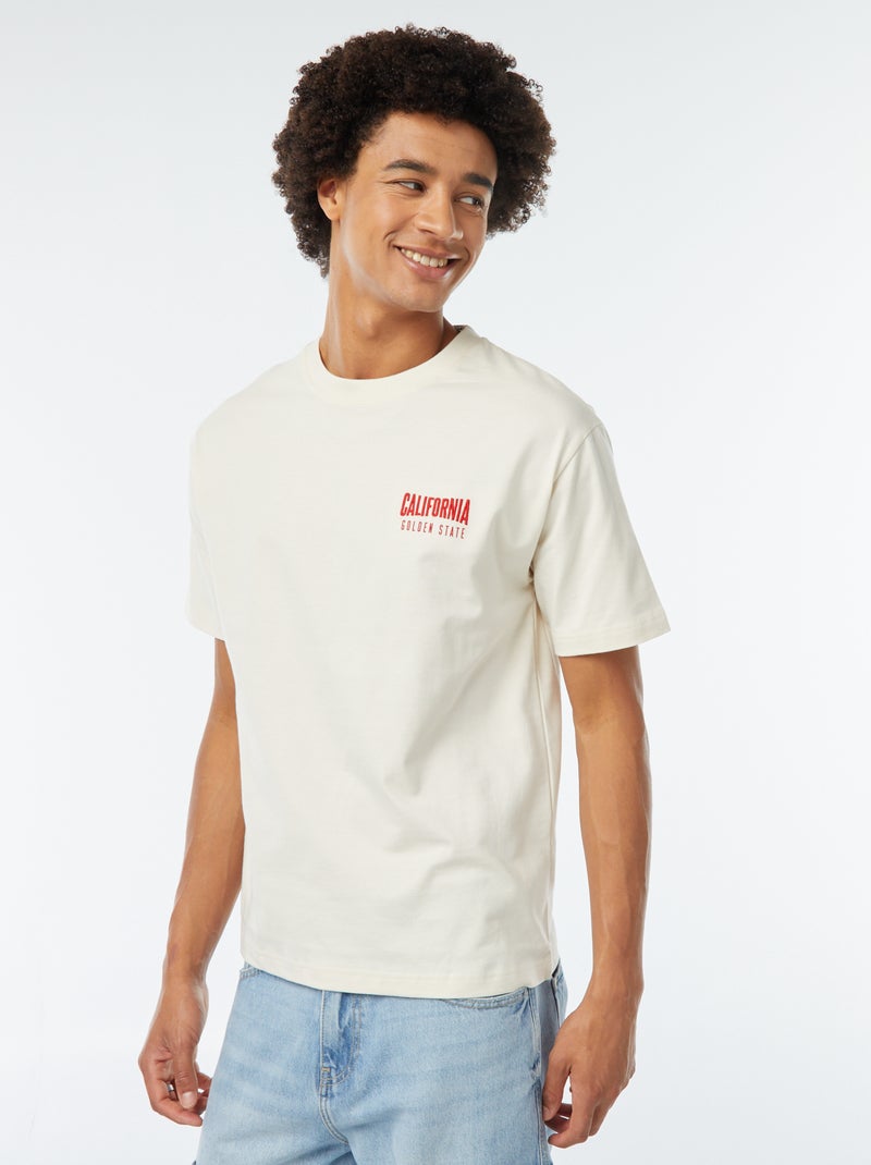 Tee-shirt imprimé poitrine Beige - Kiabi
