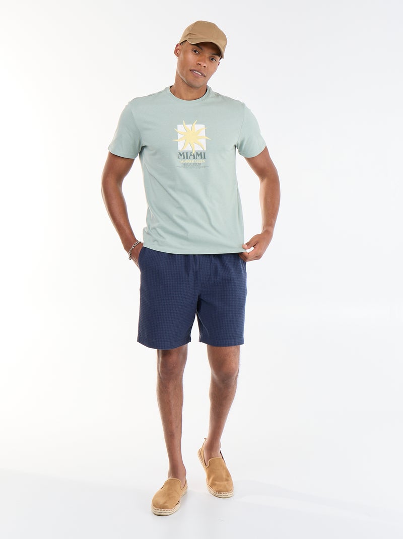 Tee-shirt imprimé recto/verso à manches courtes Vert - Kiabi