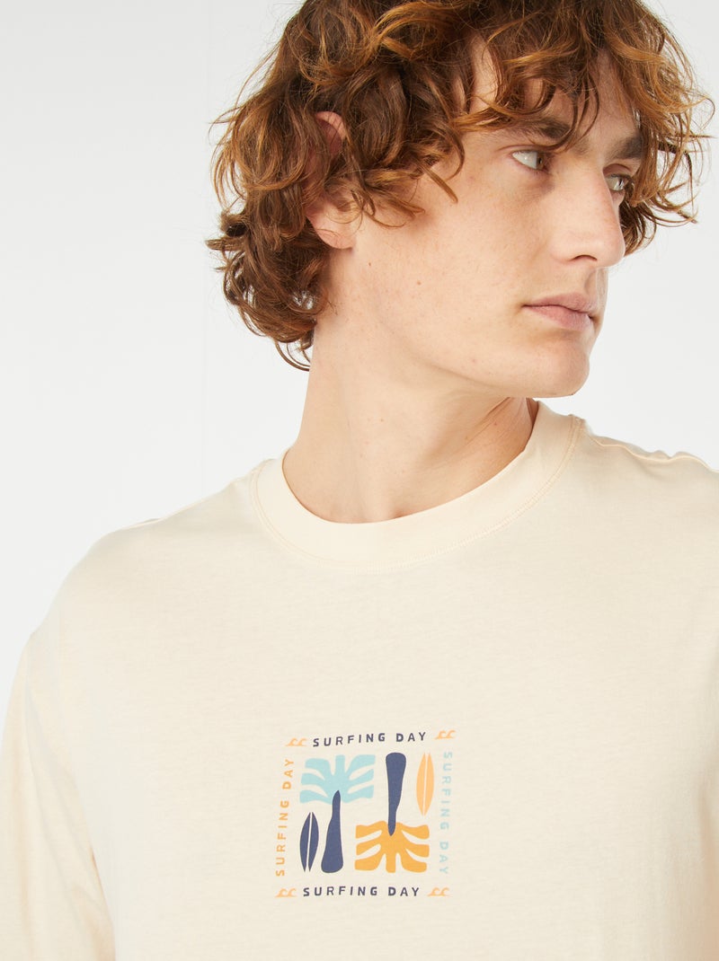 Tee-shirt imprimé recto/verso manches courtes BLANC - Kiabi