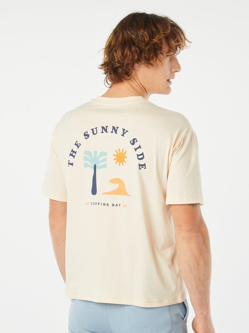 Tee-shirt imprimé recto/verso manches courtes BLANC - Kiabi