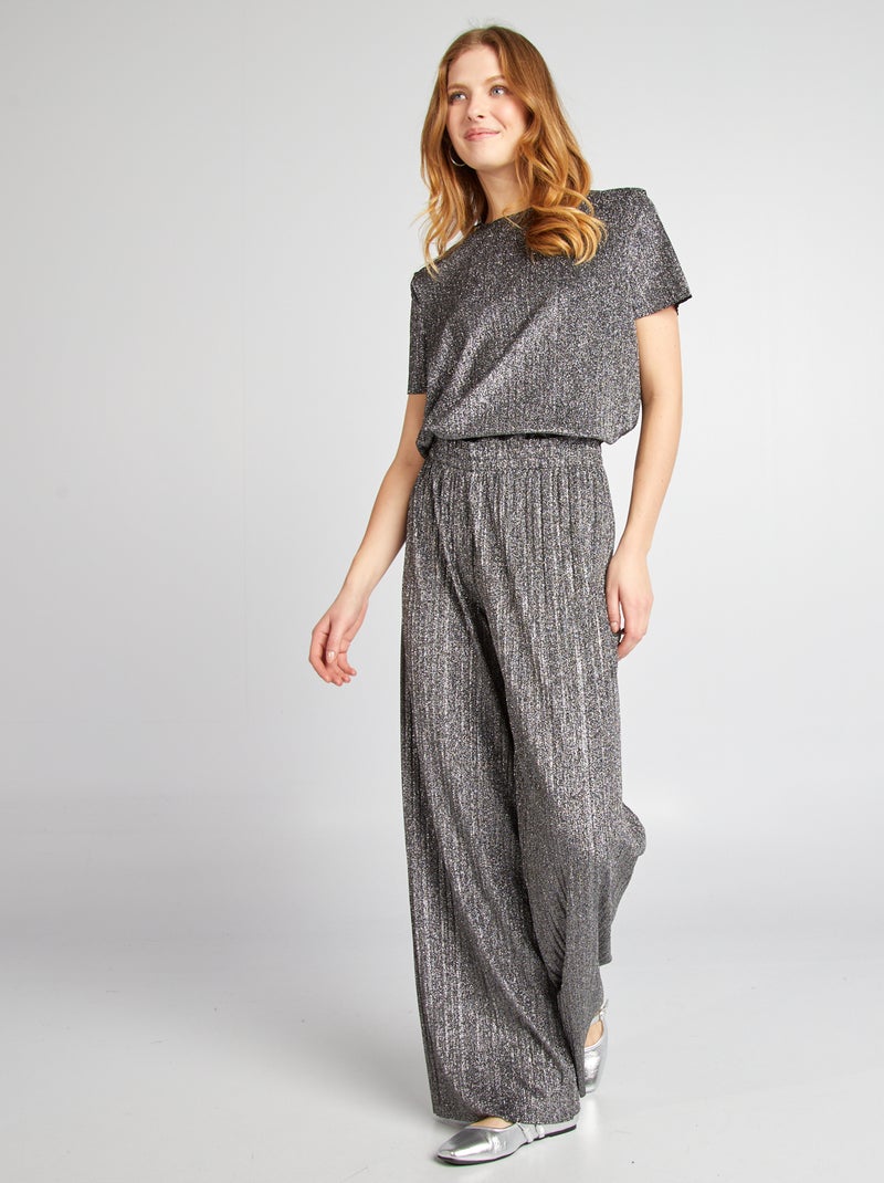 Tee-shirt large en maille bisou Gris - Kiabi