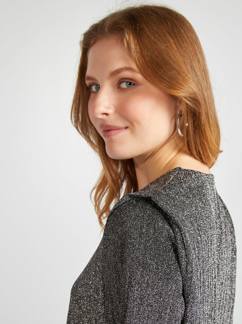 Tee-shirt large en maille bisou Gris - Kiabi