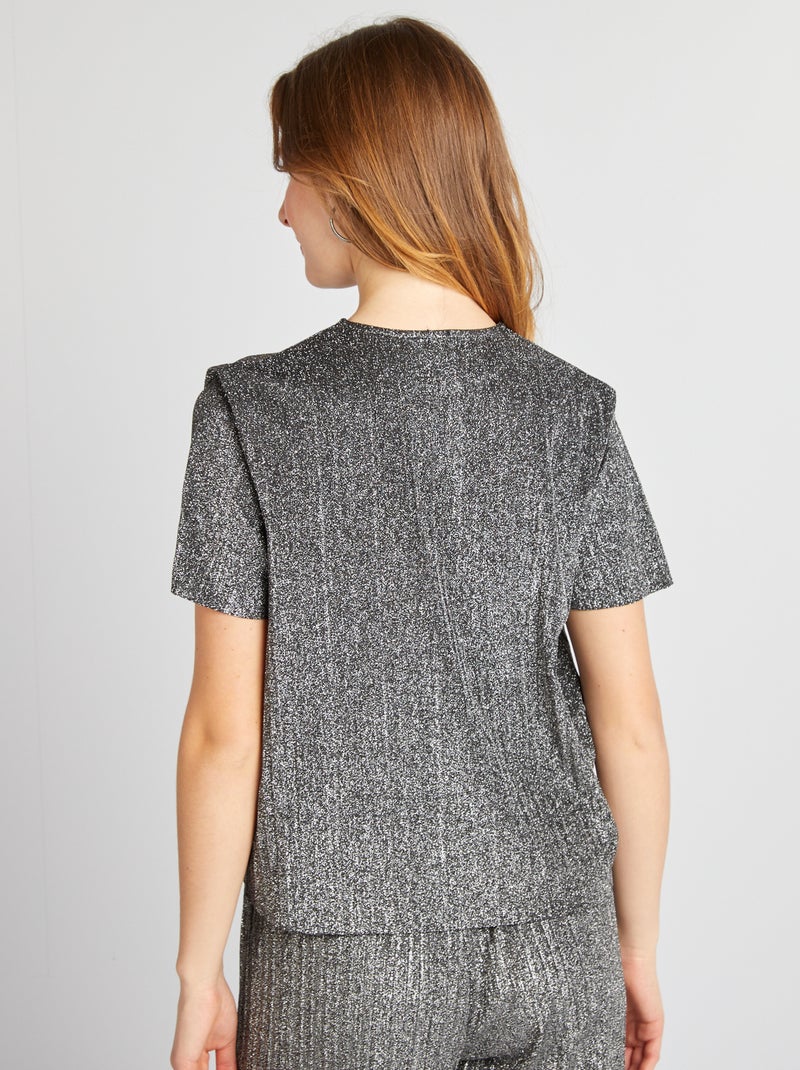 Tee-shirt large en maille bisou Gris - Kiabi