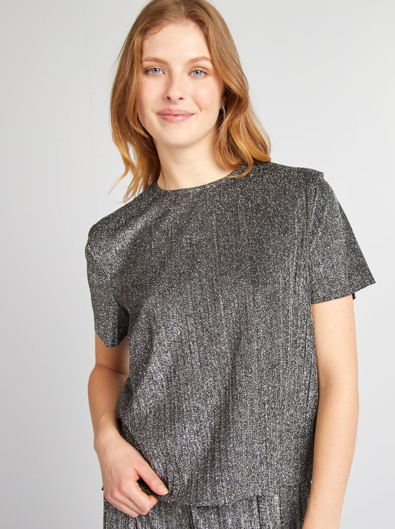 Tee-shirt large en maille bisou Gris - Kiabi