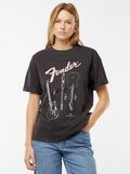 Tee-shirt large imprimé 'Fender' Noir - Kiabi