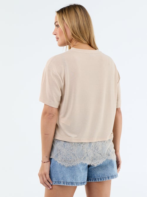 Tee-shirt léger avec base en dentelle - Kiabi