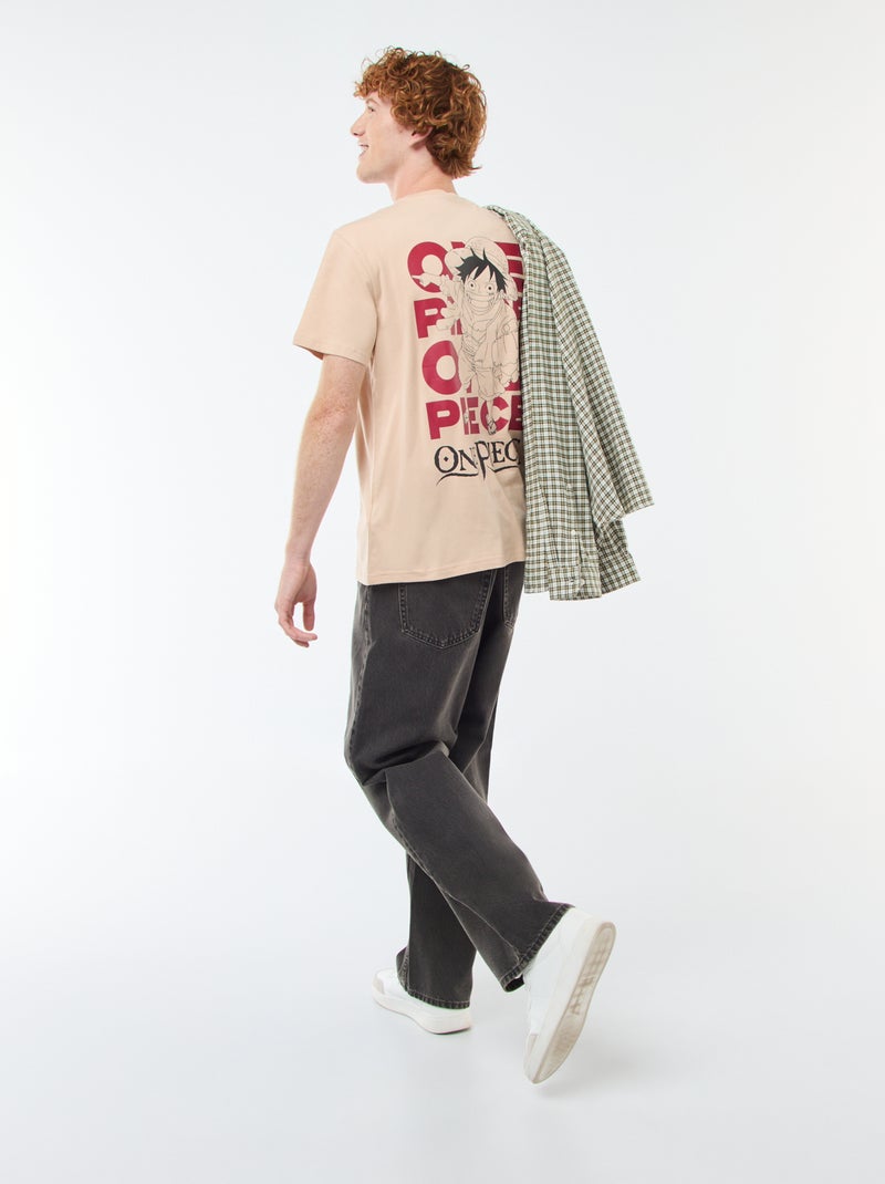 Tee-shirt long imprimé 'One Piece' Beige - Kiabi