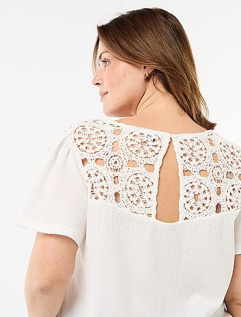 Tee-shirt maille crêpe et macramé