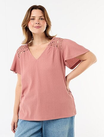 Tee-shirt maille crêpe et macramé