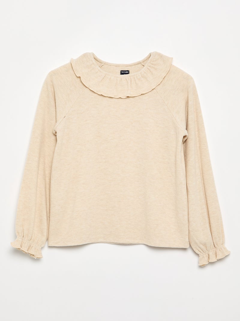 Tee-shirt maille doudou - collection facile à enfiler Beige - Kiabi