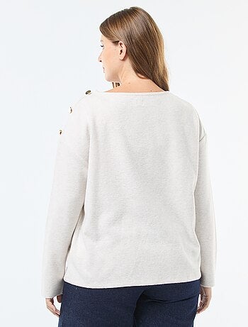 Tee-shirt maille doudou avec boutons dorés