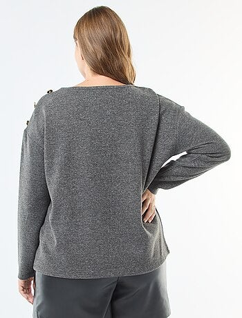 Tee-shirt maille doudou avec boutons dorés