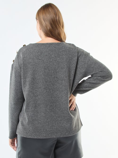 Tee-shirt maille doudou avec boutons dorés - Kiabi