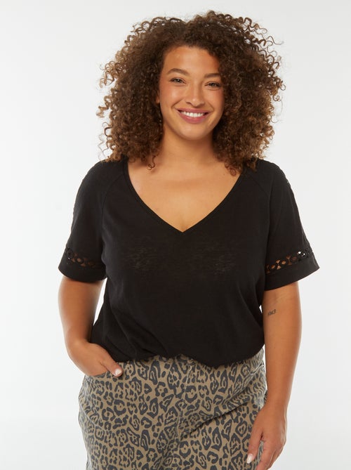 Tee-shirt maille moulinée avec détails macramé - Kiabi