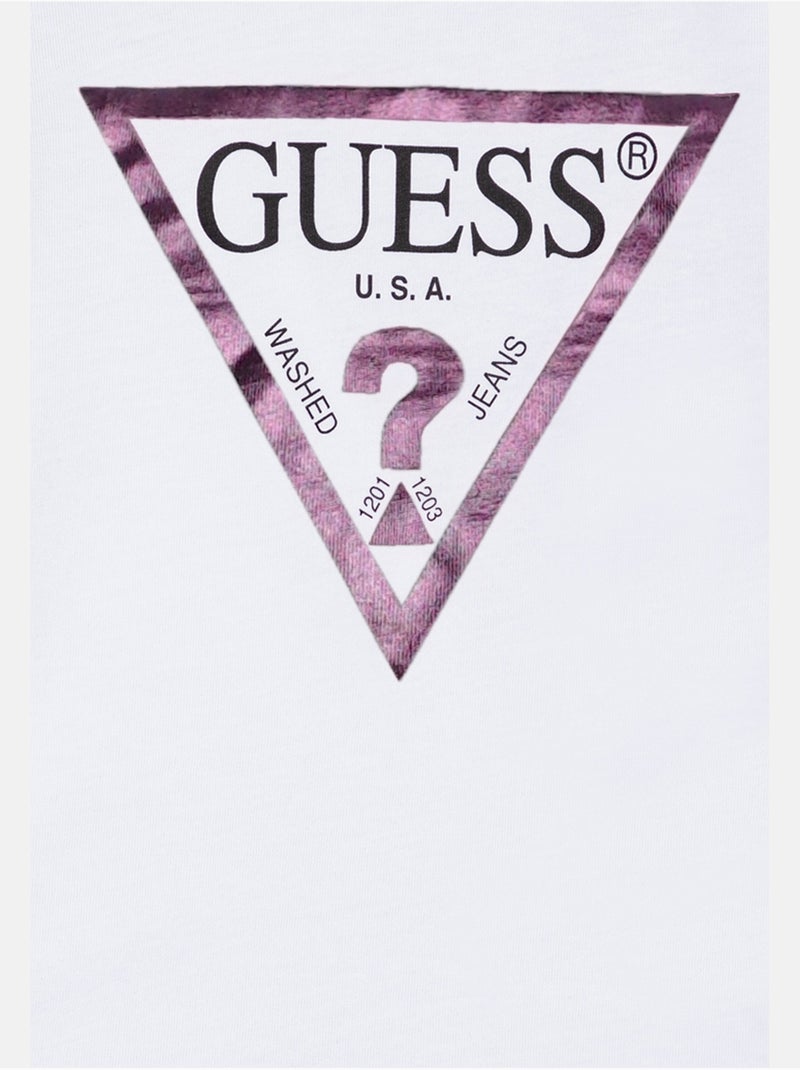 Tee shirt manches courtes - Guess kids Blanc Perlé - Kiabi