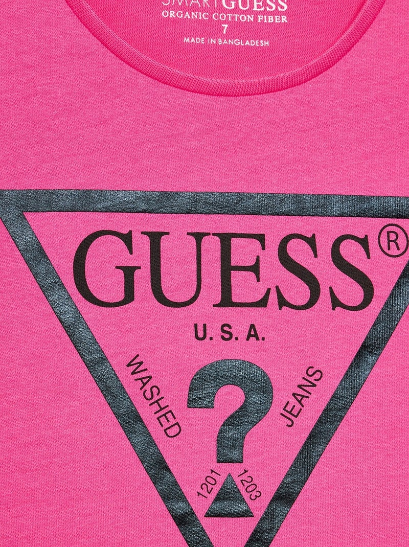 Tee shirt manches courtes - Guess kids Rose foncé - Kiabi