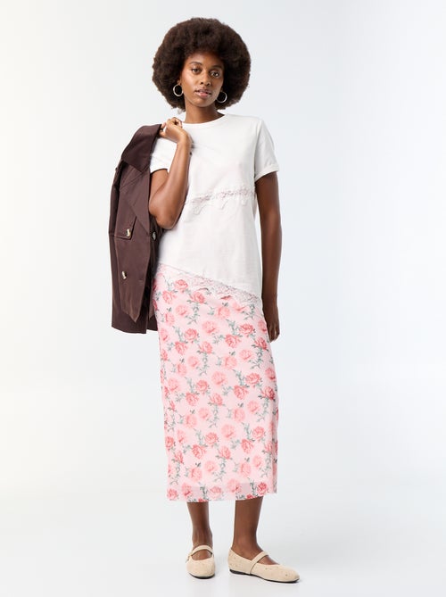 Tee-shirt manches courtes avec dentelle - Kiabi