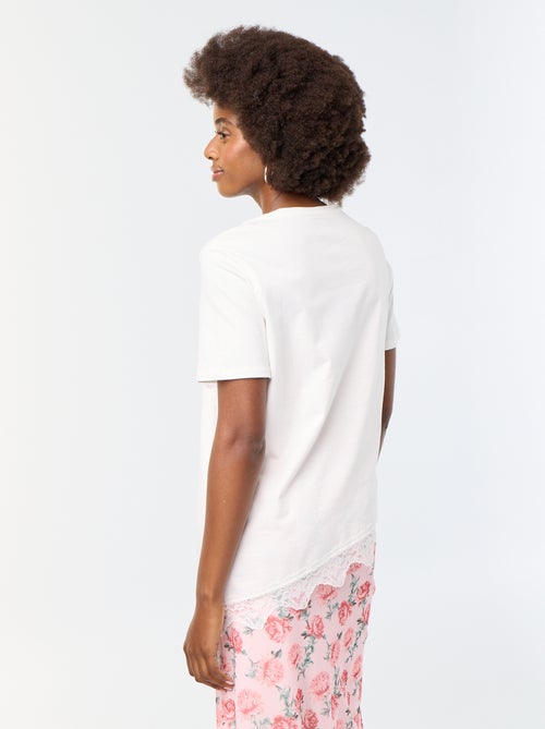 Tee-shirt manches courtes avec dentelle - Kiabi