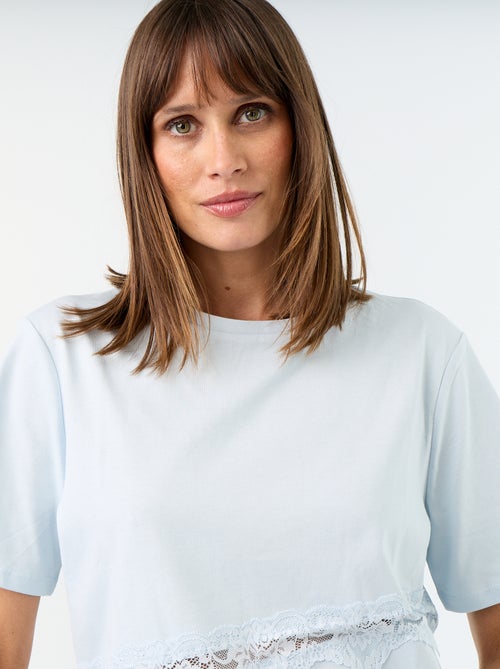 Tee-shirt manches courtes avec dentelle - Kiabi