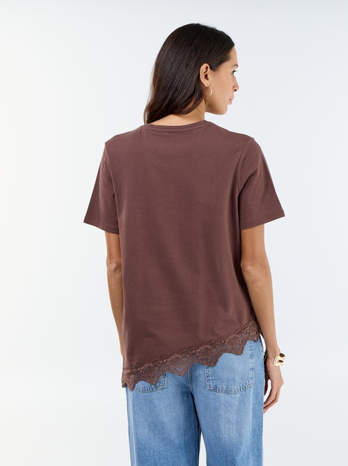Tee-shirt manches courtes avec dentelle - Kiabi