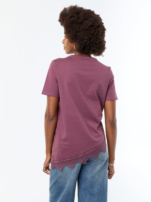 Tee-shirt manches courtes avec dentelle - Kiabi