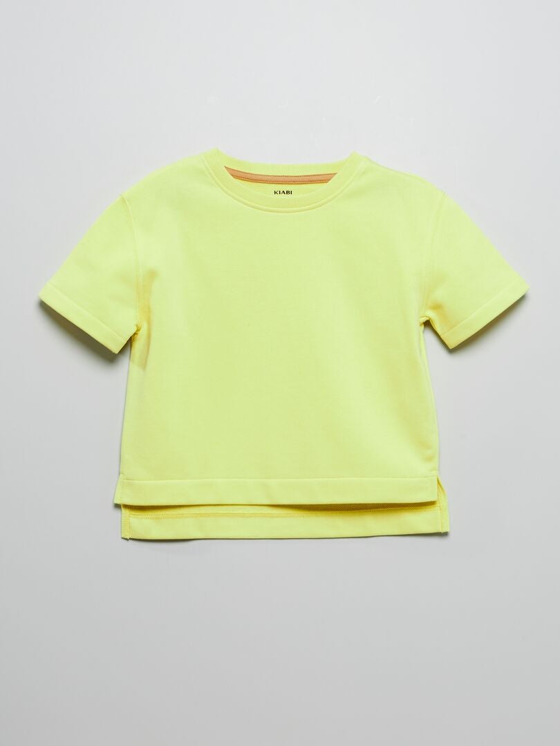 Tee-shirt manches courtes esprit sweat jaune - Kiabi