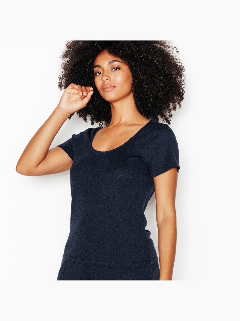 Tee-shirt manches courtes habybis - rougegorge lingerie Bleu marine - Kiabi