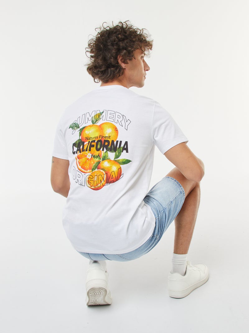 Tee-shirt manches courtes imprimé Blanc - Kiabi