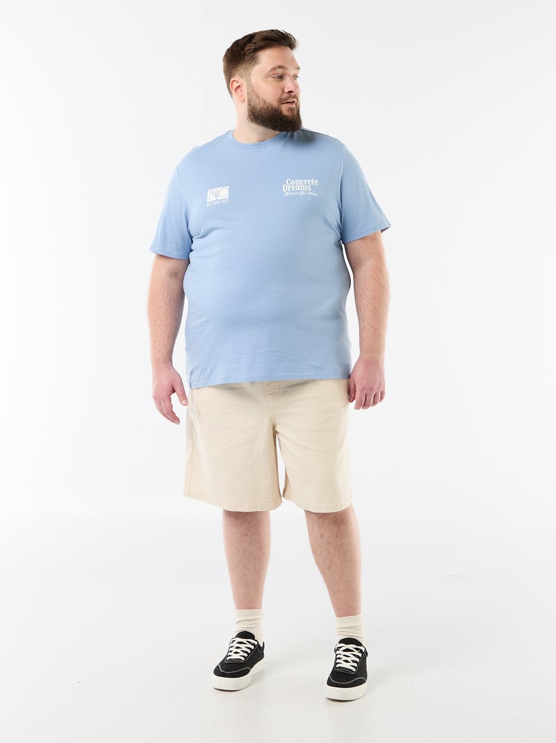 Tee-shirt manches courtes imprimé Bleu - Kiabi