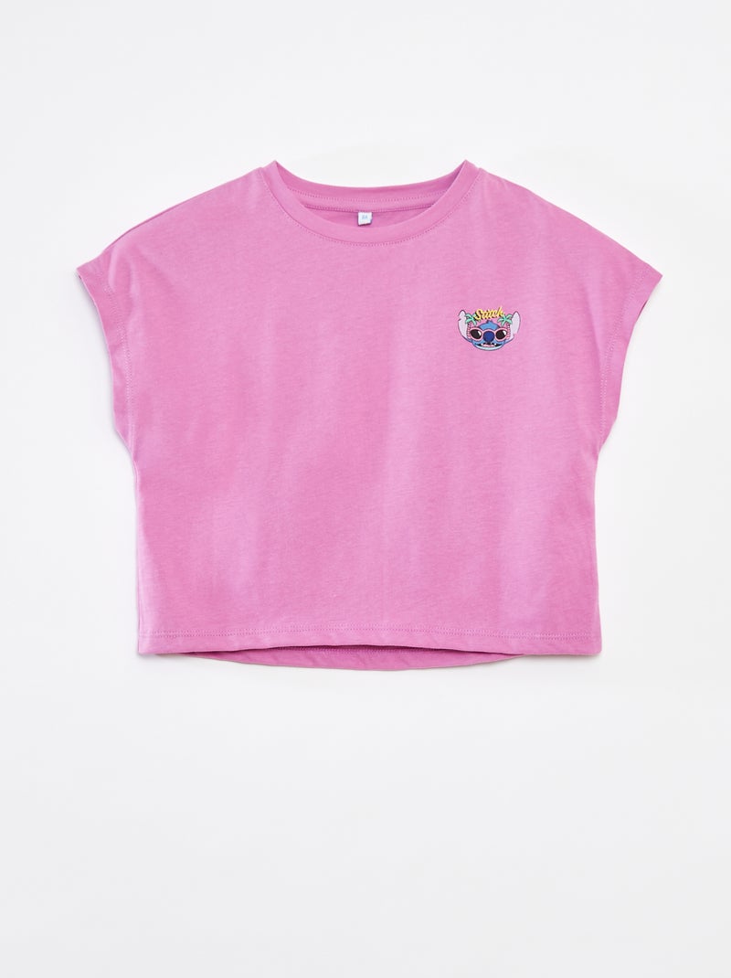 Tee-shirt manches courtes 'Stitch' Violet - Kiabi