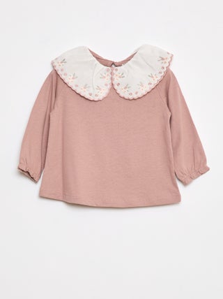 Tee-shirt manches longues avec col claudine
