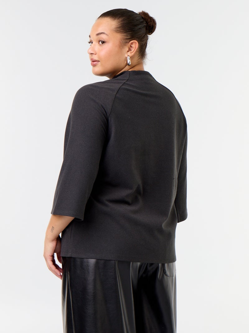 Tee-shirt manches longues en maille doudou Noir - Kiabi