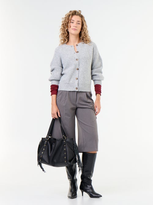 Tee-shirt manches longues en rib - Kiabi